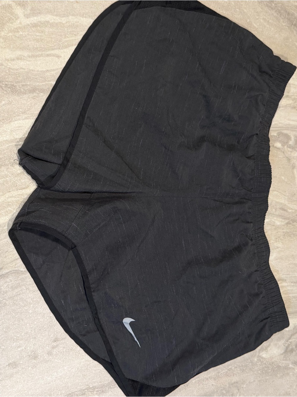 Nike Black Athletic Shorts with Silver Swoosh
